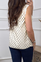 Apricot Plus Size Polka Dot Print Lace Trim V Neck Sleeveless Top efac09ef09f2e2a9