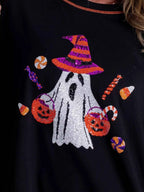 Halloween Ghost Sequin Exposed Seam Sweatshirt efad3f7e-06e4-4bf7-af35-90c05336023b-Max-Origin