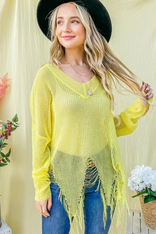 And The Why Distressed Mesh V Neck Spring Sweater Cover Up efb08458501847cd8845fd84eeb06956-Max-Origin