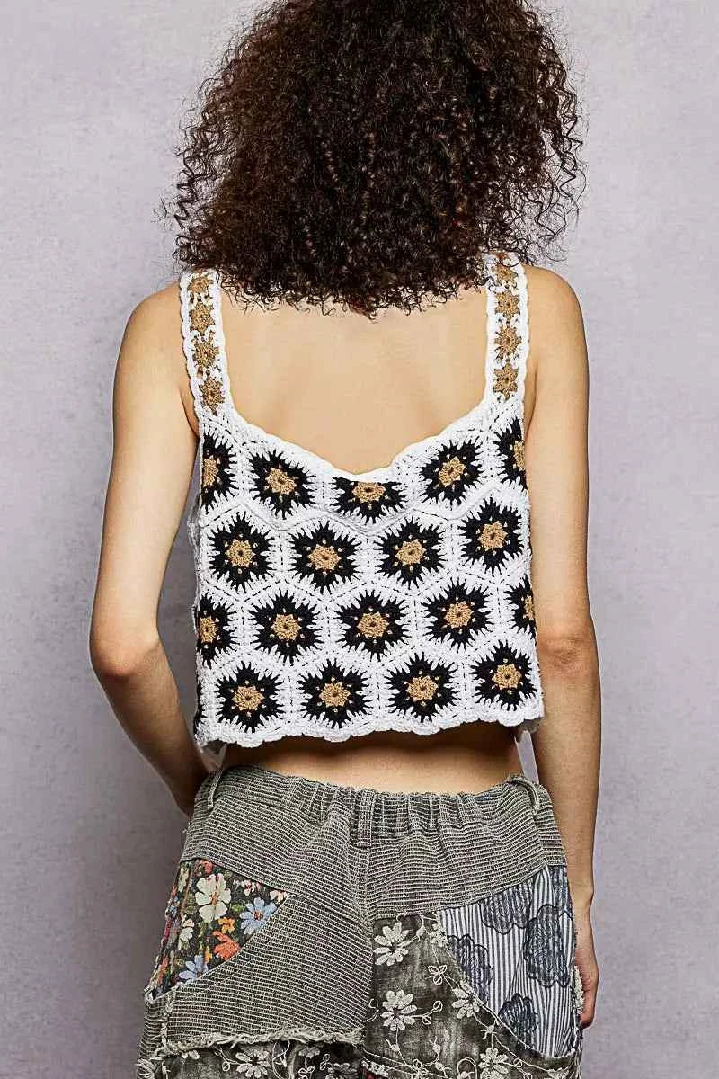 Handmade Crochet Floral Square Neck Cropped Cami efca4362-5edc-420e-9ed6-4965251555a8-Max-Origin