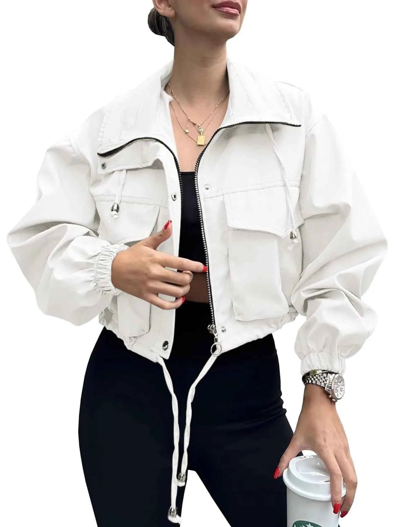 Drawstring Hem Zip Up Jacket efcc2675691e4b57b2e75b0b065b4eaf-Max-Origin