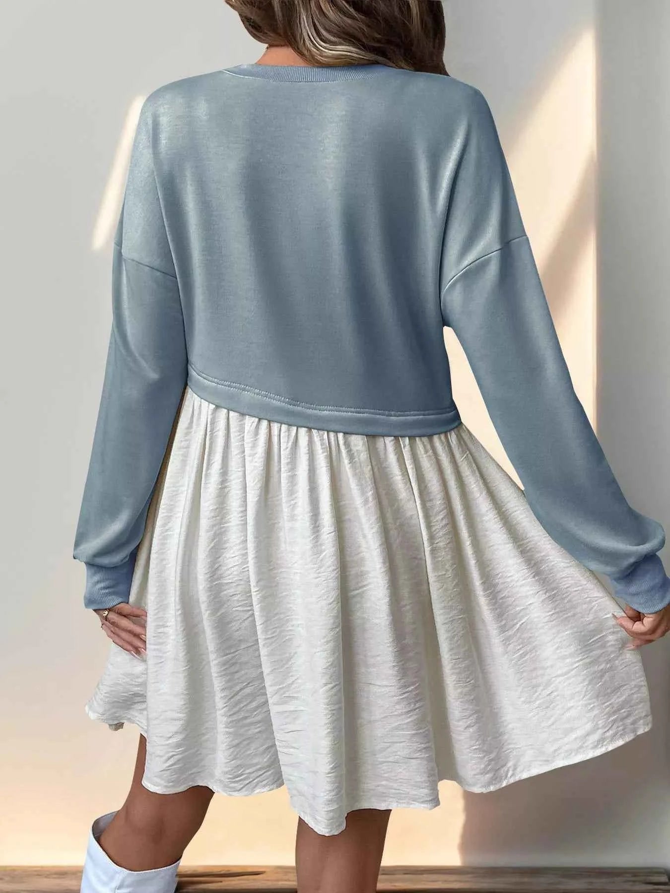 Two-Tone Dropped Shoulder Dress efd00536-6abc-416c-be19-350f50ce75fd-Max-Origin
