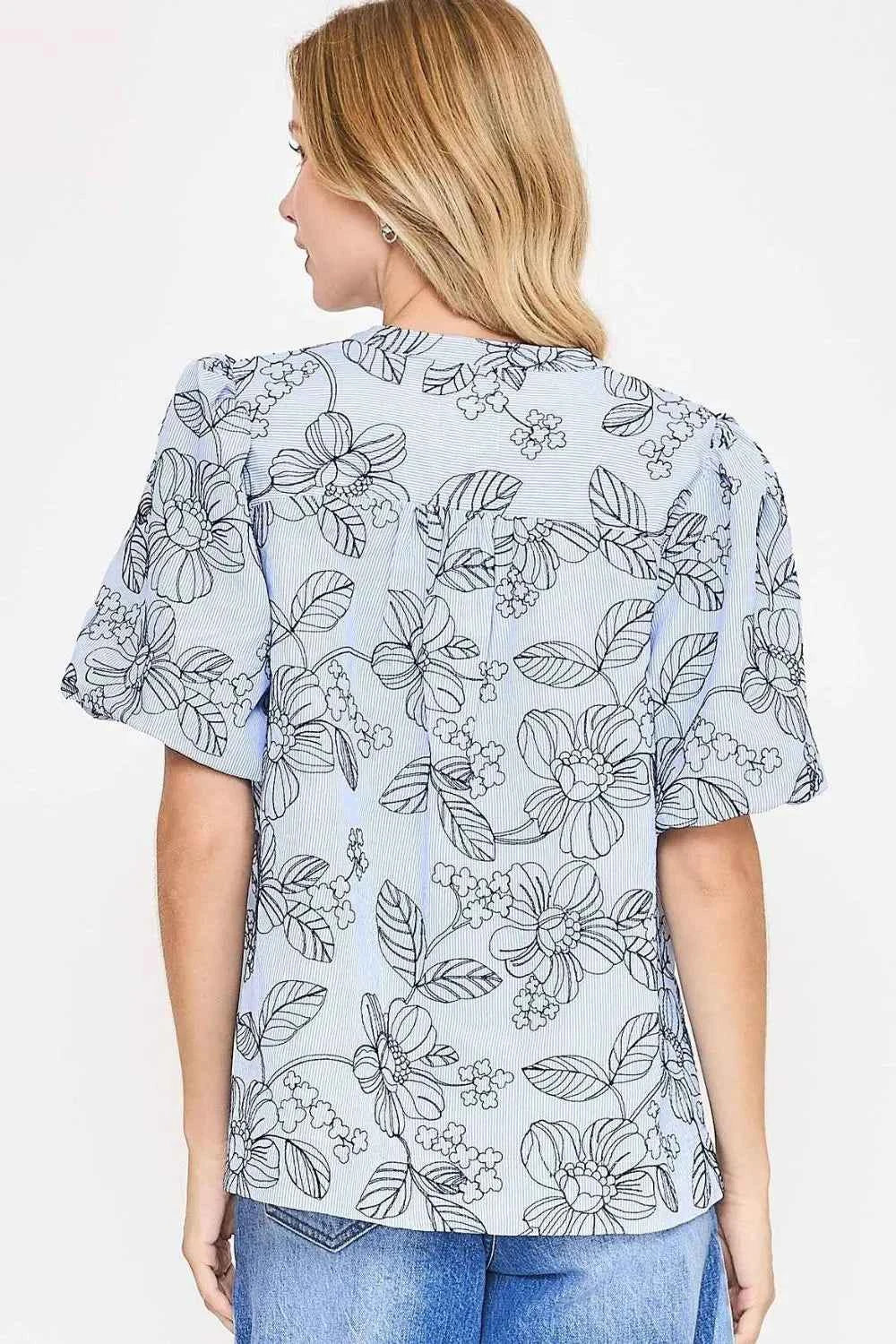Umgee Floral Print Puff Sleeve Casual Blouse efd2c7f9-acf9-470c-988c-86f024fcf498-Max-Origin