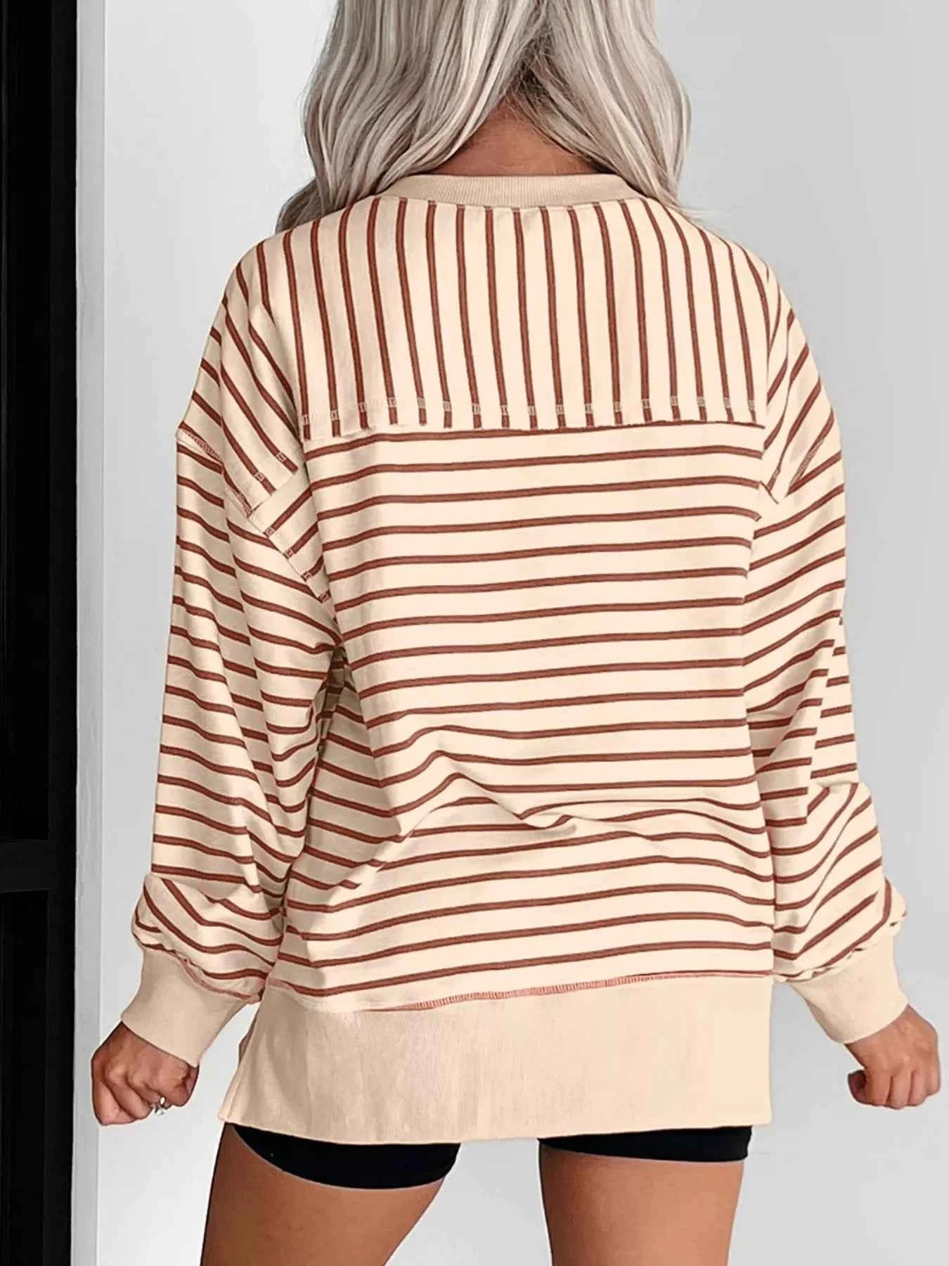 Striped Crew Neck Casual Sweatshirt efd6a3ef-6fb4-472a-a6ed-ad078956a1b1-Max-Origin
