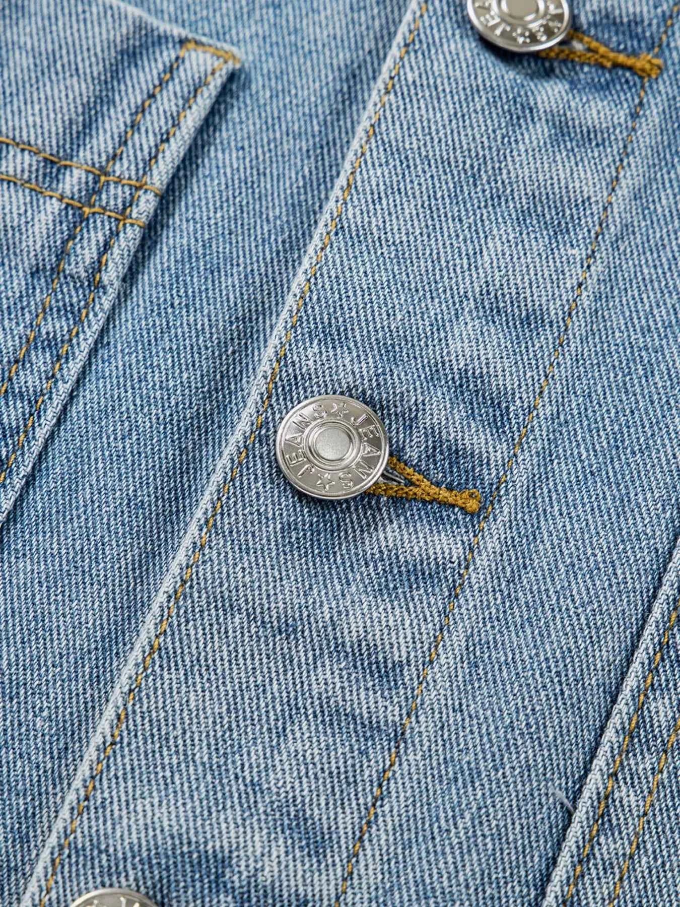 Patched Pockets Side Tie Denim Jacket efdbb0ec476f4d509e34b256722da37c-Max-Origin