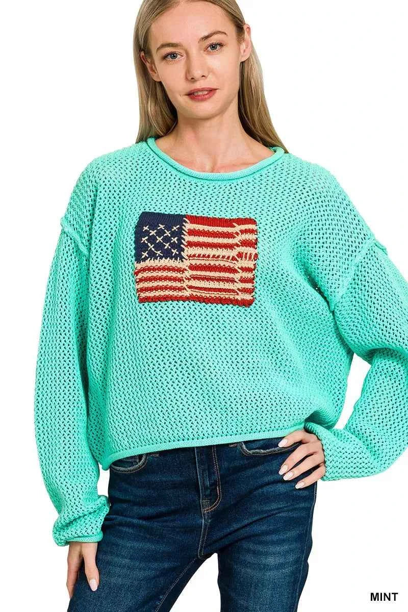 Zenana American Flag Crew Neck Sweater MINT efdf0b68af954f7a9c0de6ae015686a8-Max-Origin