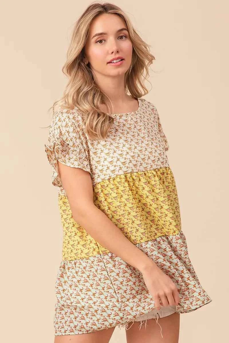 Flroal Printed Woven Color Block and Tiered Top eff318bc145d407d94bf82bd3b0fb343-Max-Origin