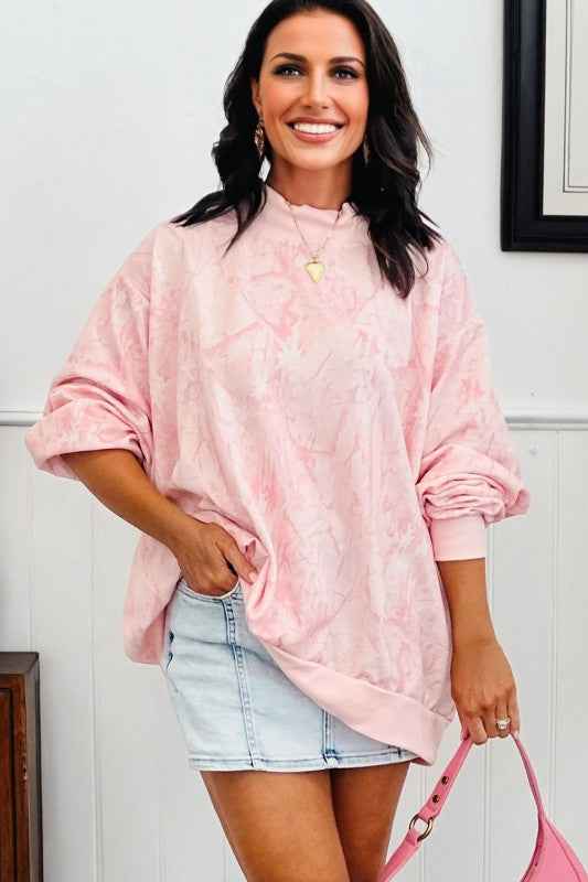 Camo Mock Neck Baggy Sweatshirt Pink eff7b9ec-6f9e-4c51-acf9-37168ccd8c6d