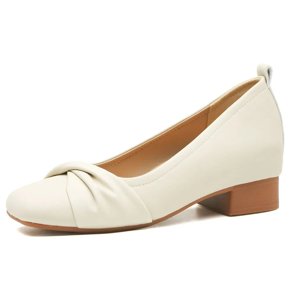 Square Toe Block Heels Slip-Ons Beige effa7409-db5f-46a8-8998-af00bb726ba8-Max