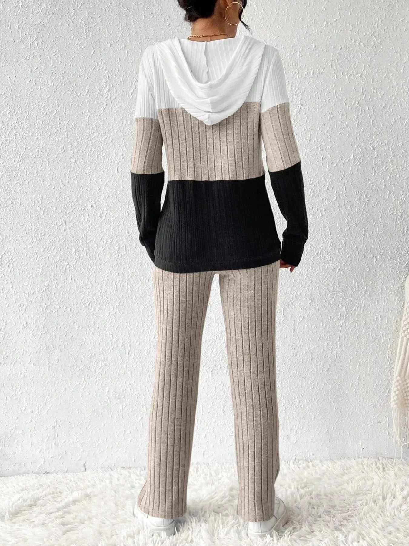 Color Block Half Zip Hooded Top and Pants Set f001daea2e5f4fe1b7dbe1295d759b29-Max-Origin