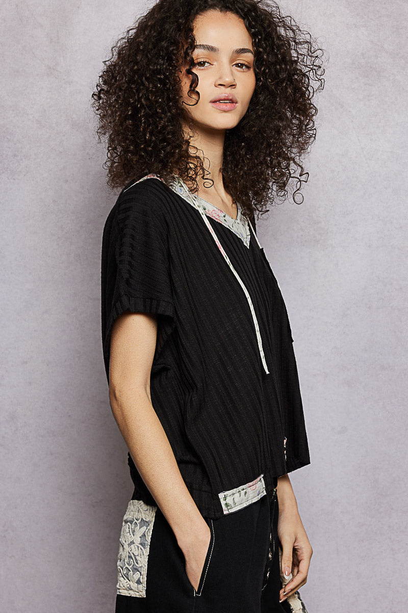 POL Short Sleeve Hooded Top with Back-Open Detail f0035e3b-fda3-4c9d-b2ed-12299b2a0257-Max