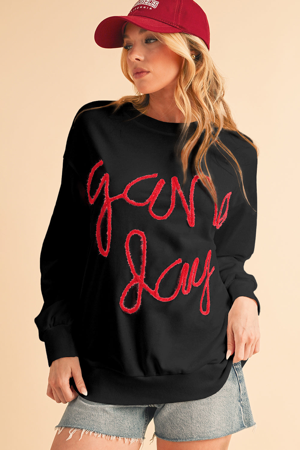 Black Tinsel Game Day Drop Shoulder Sweatshirt f00725d2662cd0bf