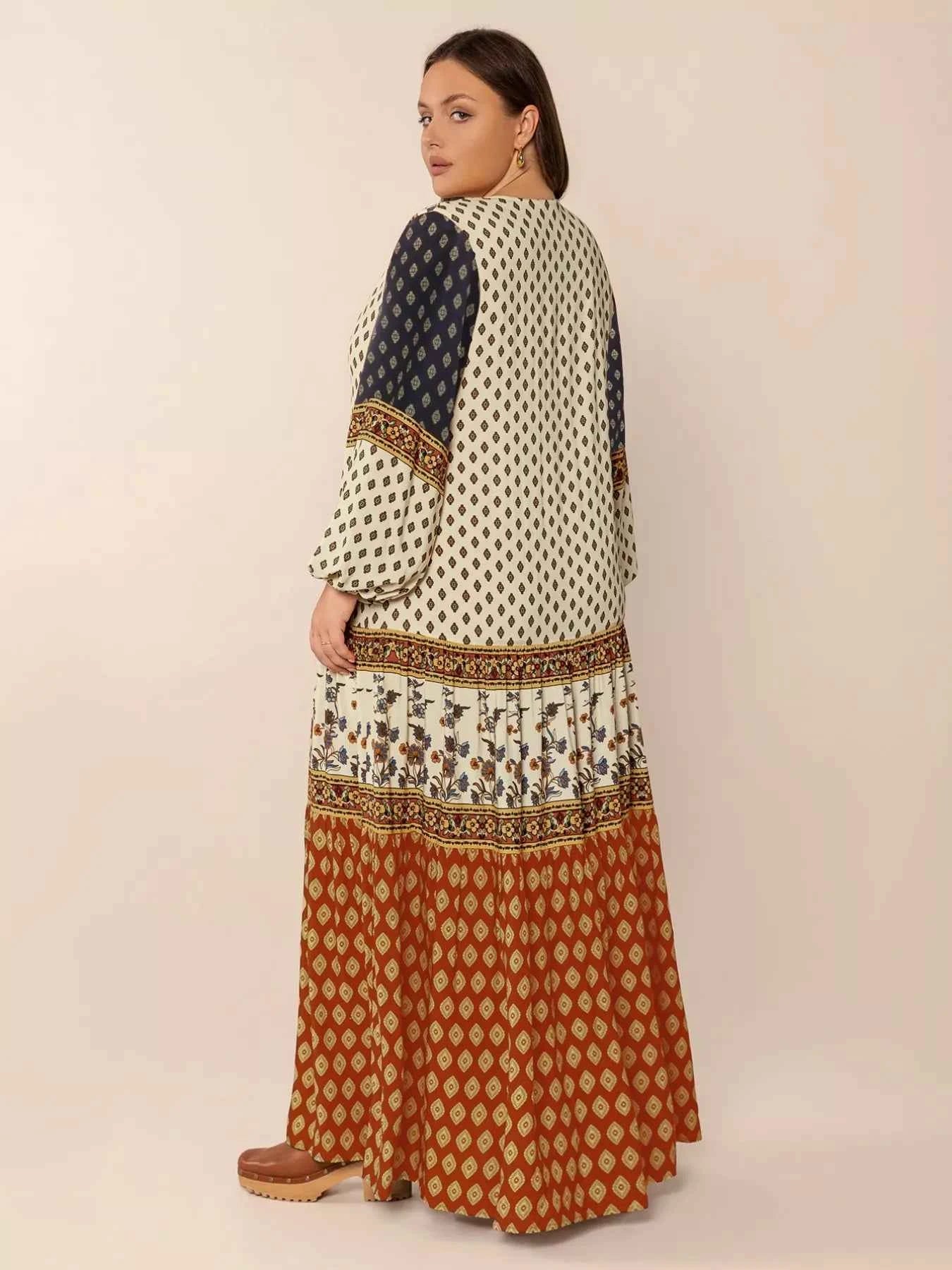 Plus Size Notched Balloon Sleeve Maxi Dress f01f215a-b769-43a4-85db-bfc249f28fe5-Max-Origin