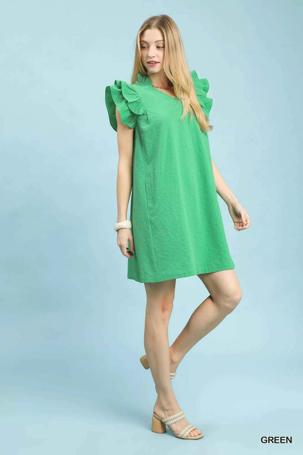 Umgee Seersucker Ruffle Shift Dress f02b6d42-dd6d-4685-a22b-ea78484048b5-Max-Origin