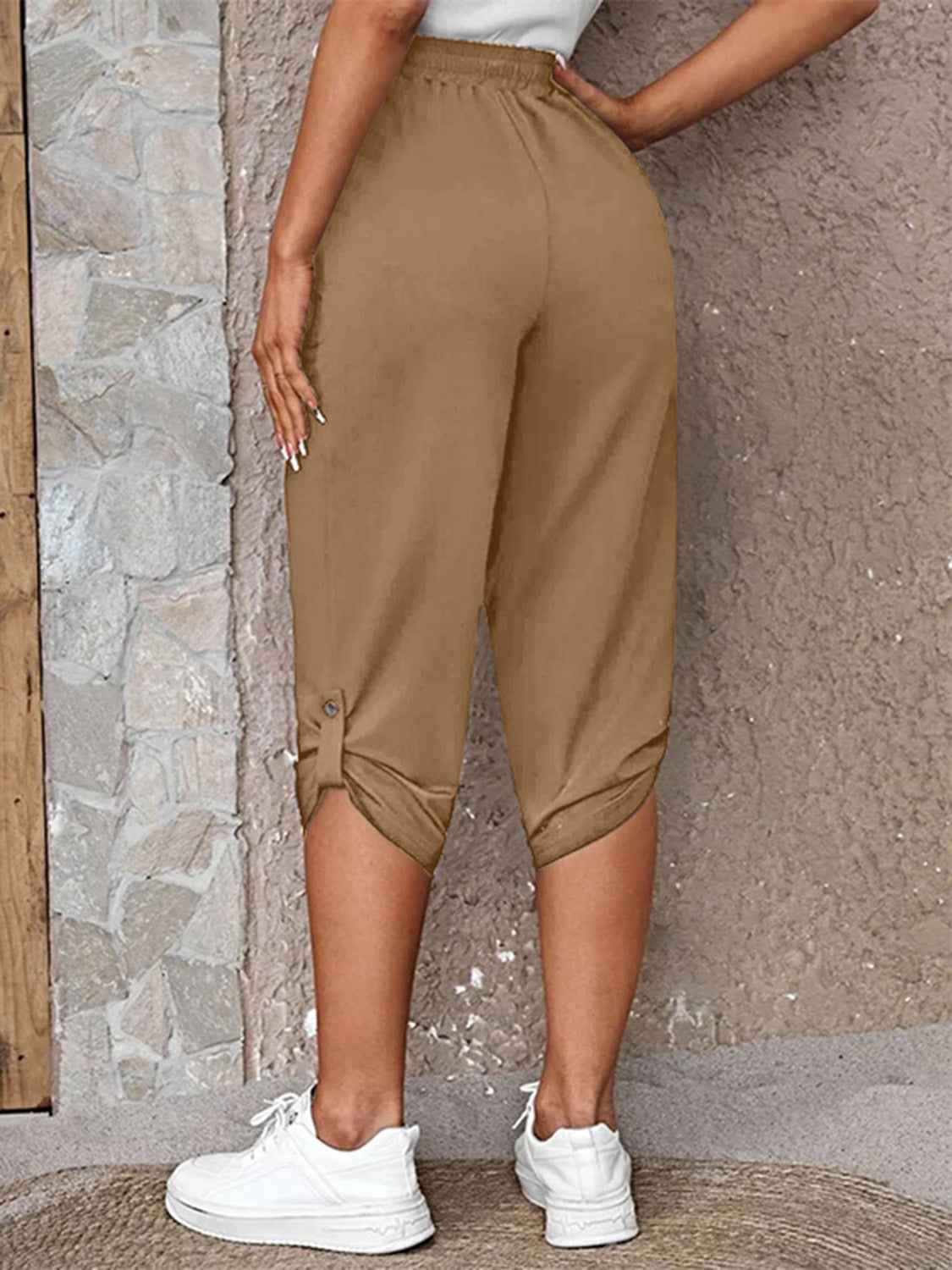 Full Size Roll-Tab Capris Pants f037e84f813742278f384b2510811361-Max