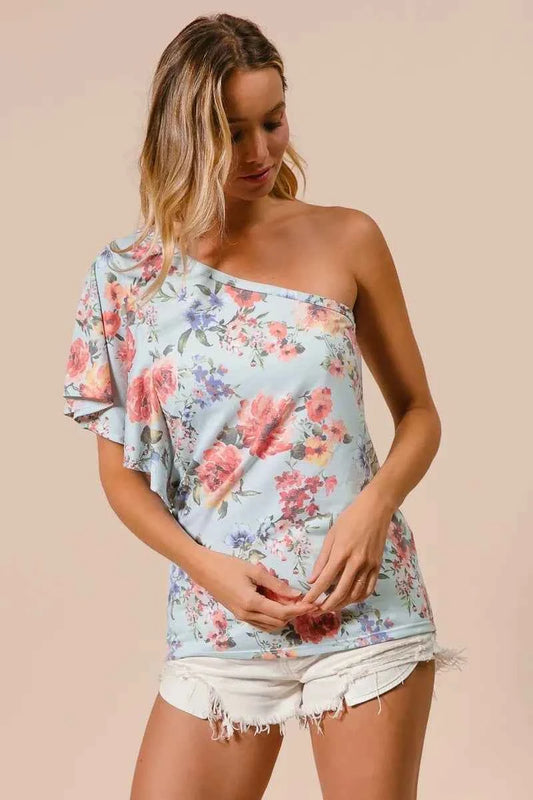 Floral Printed Jersey Knit Ruffle Sleeve Top f045cabcd98749fd80aaa7c0554ce6ff-Max-Origin