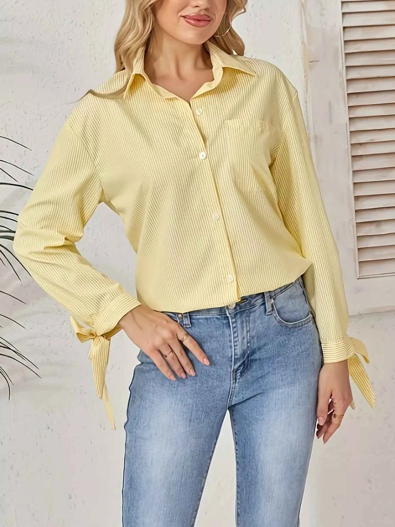 Striped Tie-Cuff Long Sleeve Shirt f04cca13-d0cc-4378-9093-1611ef0dded2-Max-Origin