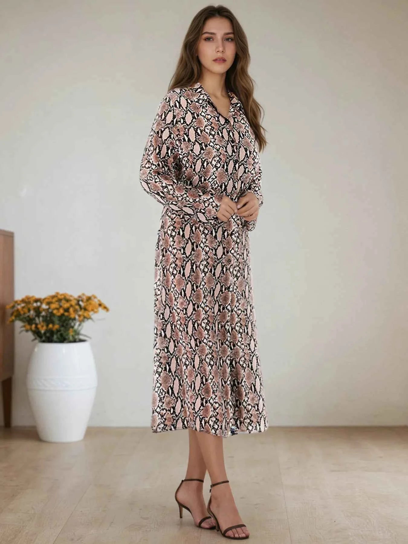 Snake Print Long Sleeve Shirt Dress f053e6eed622456aaf43d1e2dc8d06bb-Max-Origin