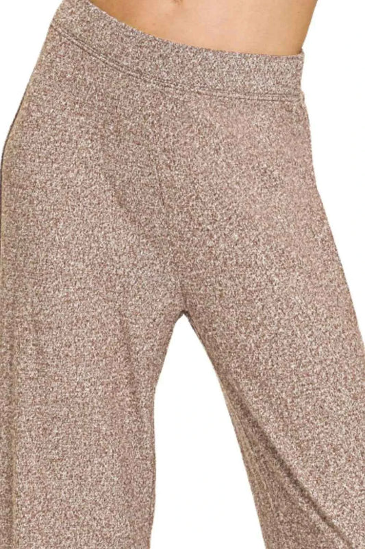 Zenana Soft Elastic Waisted Flare Pants f06232de-b653-4246-b8a7-43a571debeb9-Max-Origin