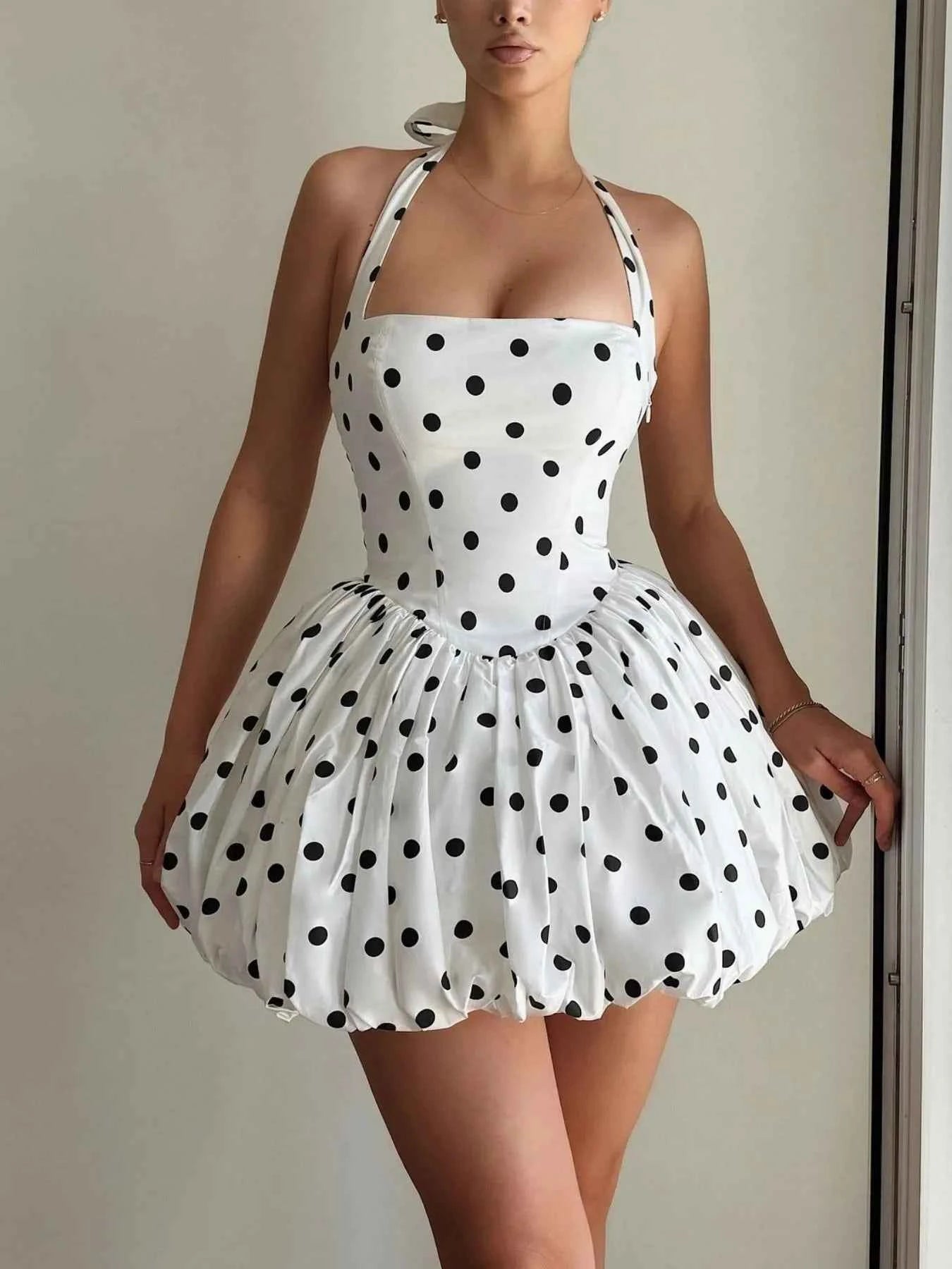 Polka Dot Halter Neck Mini Dress f06df184-0728-4cd3-a21a-cf2ce60be06f-Max-Origin