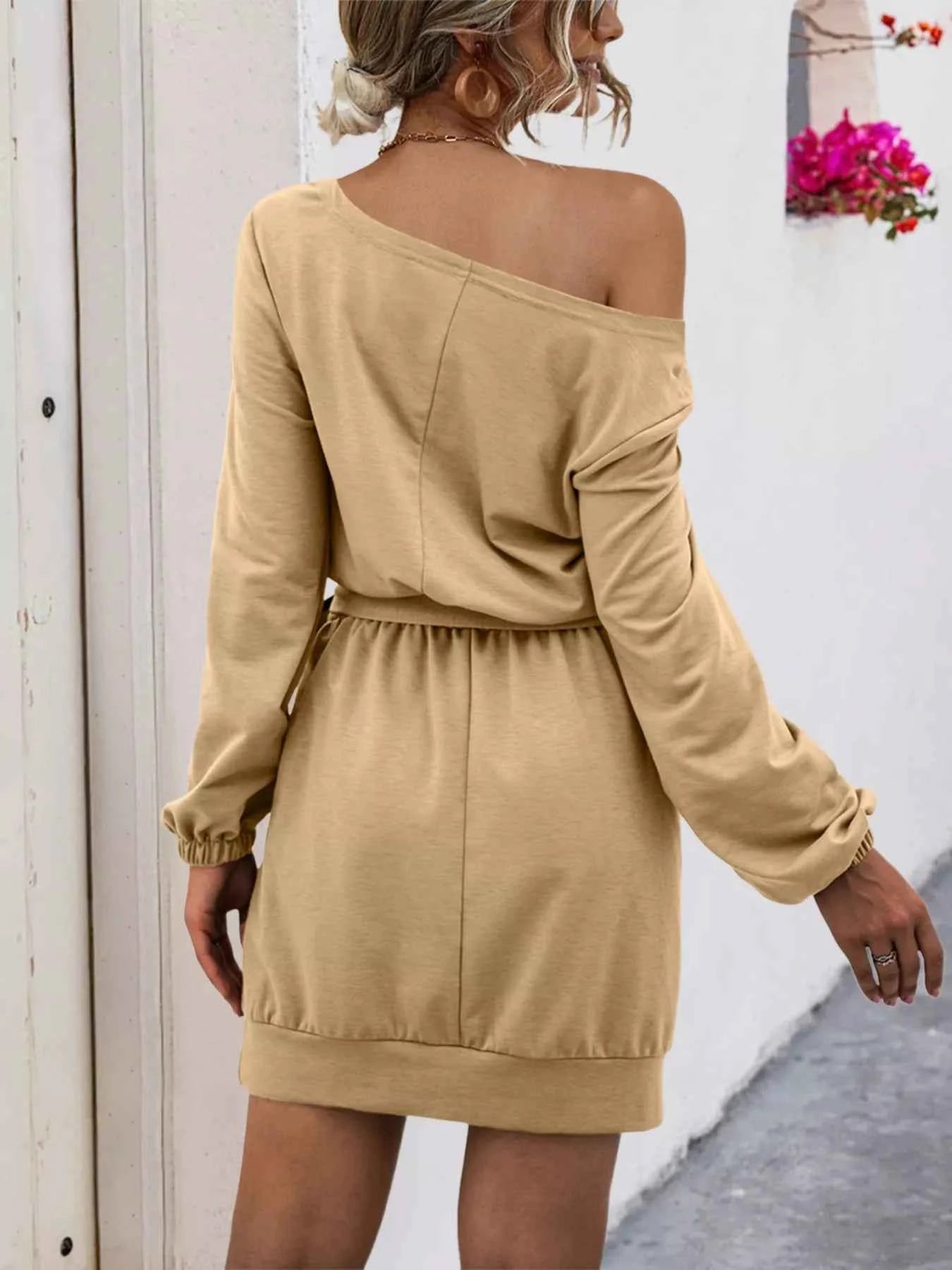 One Shoulder Tie Waist Dress f074e774-ce4c-4227-bba5-45814ce93c64-Max-Origin