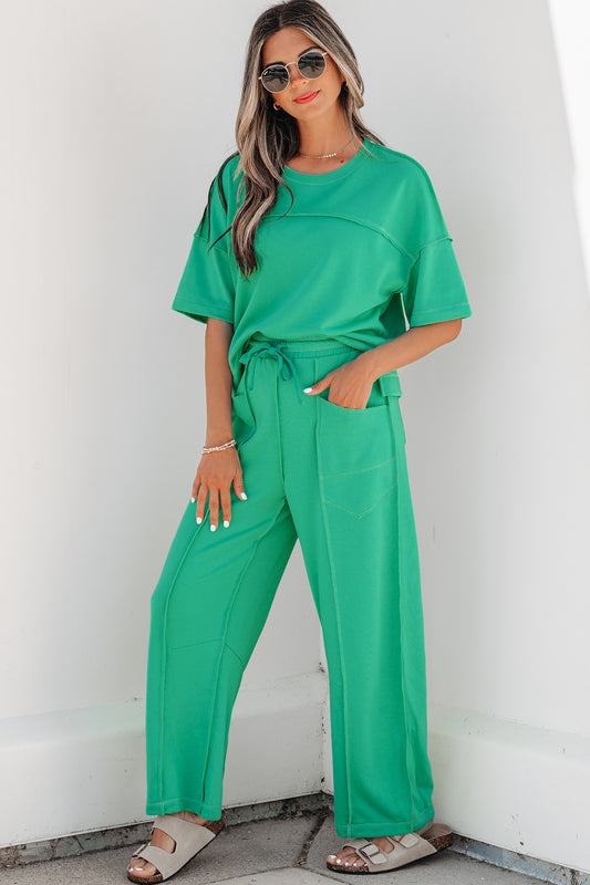 Mint Green Drop Shoulder Boxy Tee and Barrel Pants Set f075ba0d913ce4c2