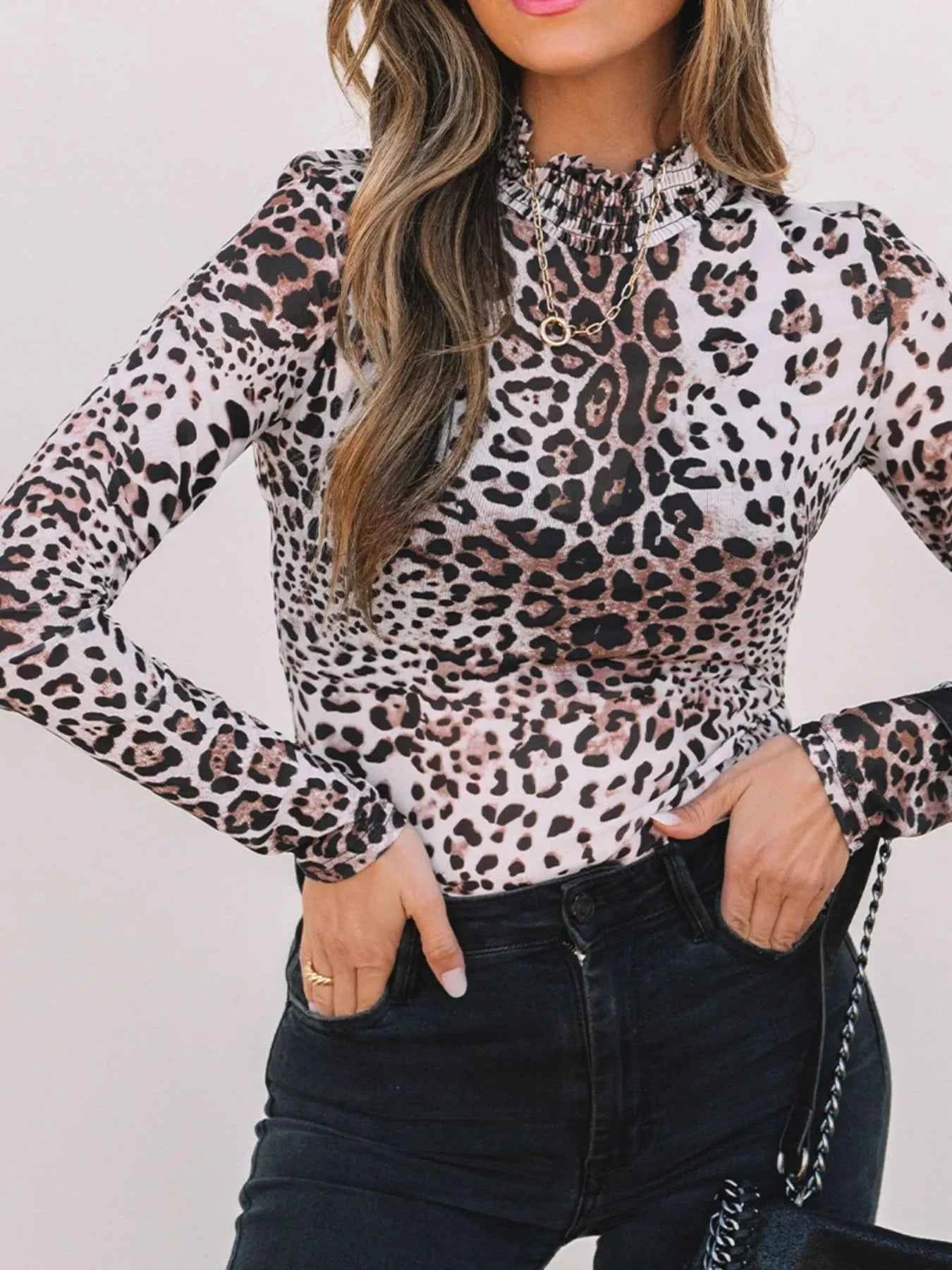 Leopard Print Long Sleeve Mock Neck Bodysuit f07ce65f-1c9f-4acb-89b2-c00492ecfc7d-Max-Origin