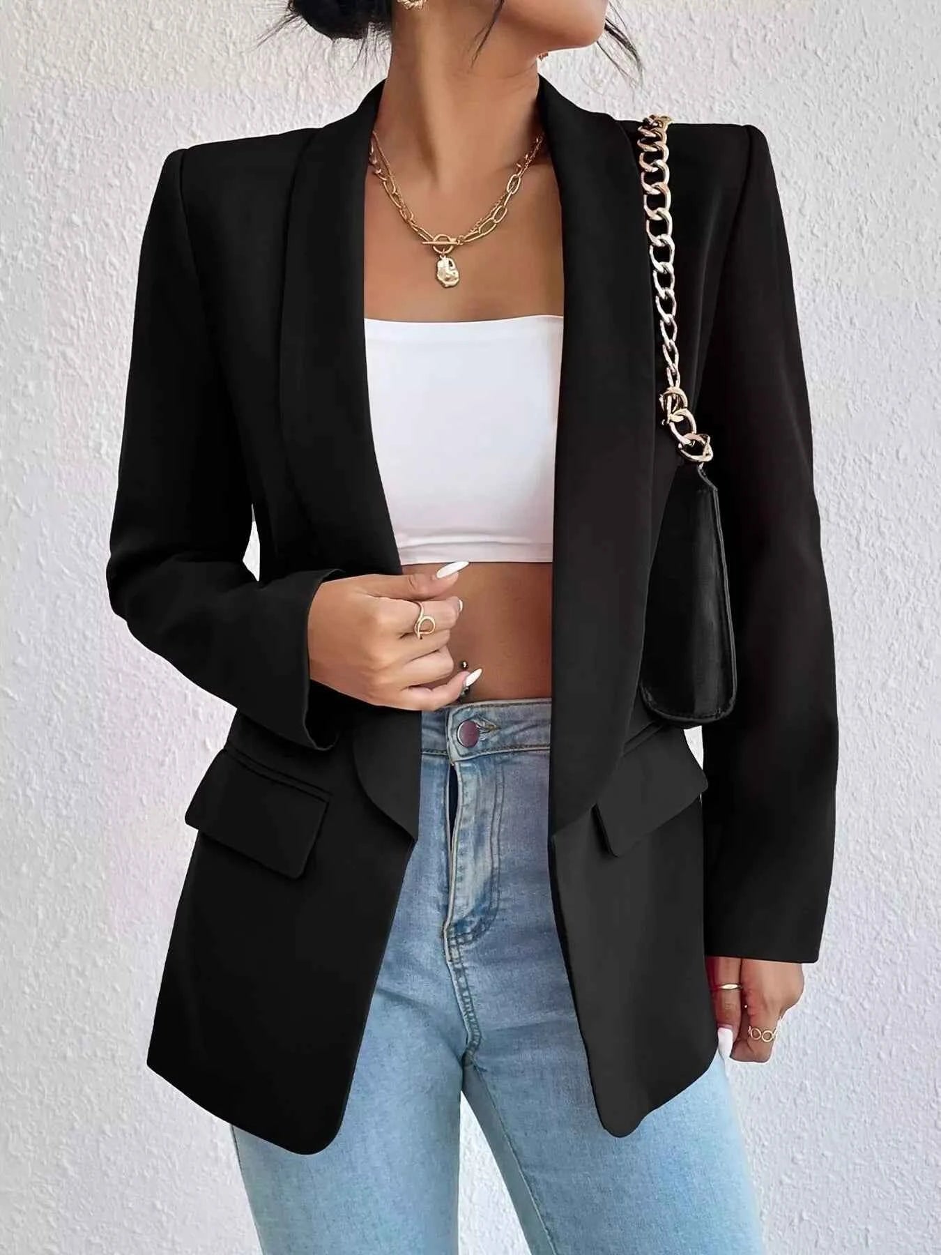 Lapel Collar Long Sleeve Blazer f093f11a35c04bfbbafad68dfac23287-Max-Origin