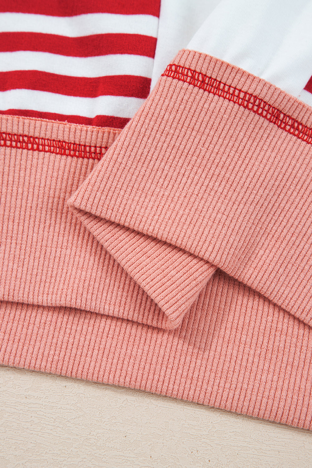Red Striped Colorblock Patchwork Oversized Sweatshirt f095a15b758cc3f5