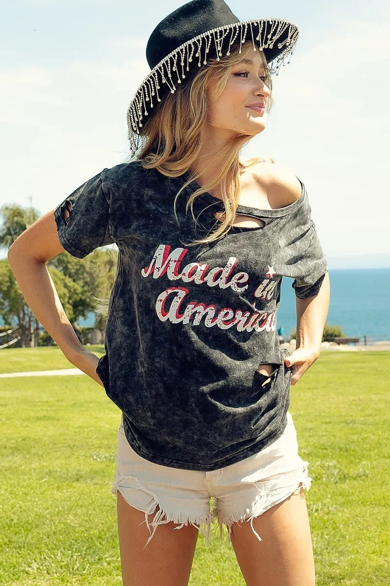 BiBi Laser Cut Mineral Washed America Print Top f09e4a1dbcc34df988de7395b90756d9-Max-Origin