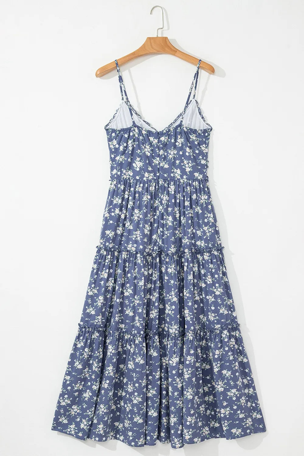Floral Spaghetti Strap Frilled V Neck Tiered Midi Dress f0a0c496-12e5-49f6-b3b0-53bdb59908a5-Max