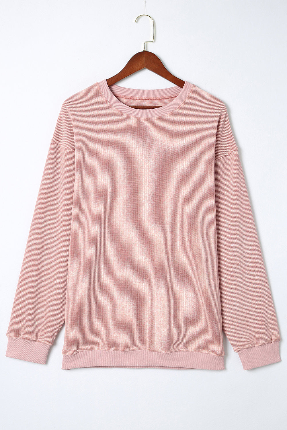 Green Ribbed Round Neck Drop Sleeve Pullover Sweatshirt f0a51af0072932d5