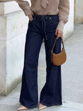 Tied Loose Fit Flare Jeans Dark Blue f0a9647c24904544ba1b13cc061d023b-Max-Origin