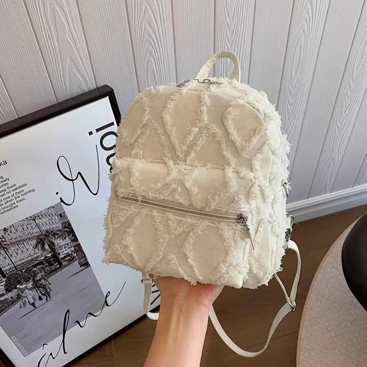 Fringe Edge Mini Backpack Bag Beige onesize f0afbcc7f799447ab23dd4bbd425e3ac-Max-Origin