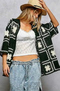 POL Button Down Openwork Floral Crochet Shirt with Granny Square Pattern BLACK MULTI One Size f0d502e3-a466-4a9c-ae68-251344a8fe62-Max-Origin