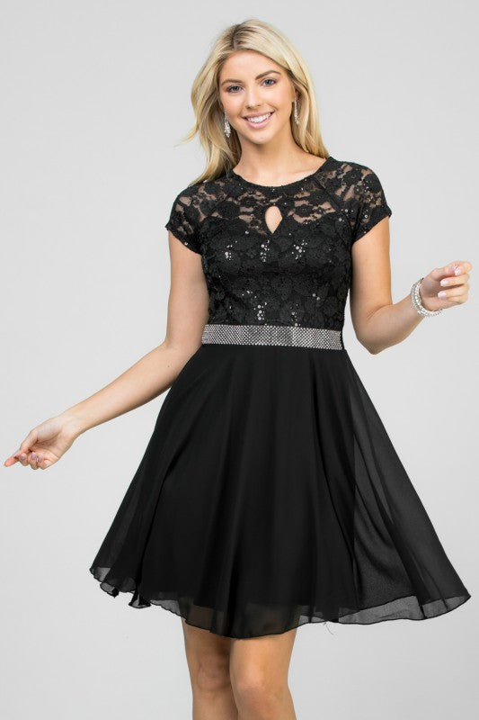 Women’s Lace Fit and Flare Dress – Short Sleeve Cocktail Party Dress f0efa6c9-f78f-44d4-8834-b0573d81fb37
