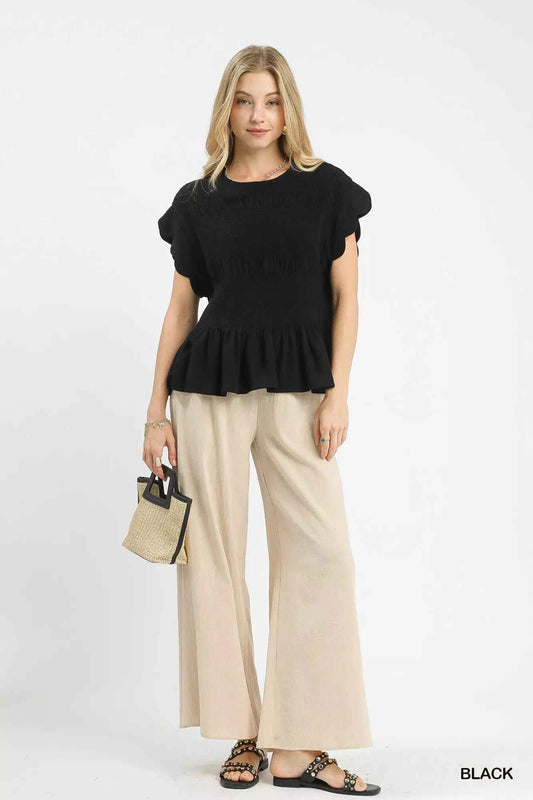 Linen Blend Smocked Peplum Blouse f0f373a2-d336-4e7c-afd2-f103ea994346-Max-Origin