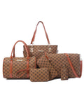 Diamond Pattern 6-Piece Bag Set Brown onesize f0f62383-a344-4330-890d-f4521acf05ed-Max-Origin