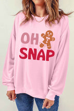 Pink Christmas OH SNAP Gingerbread Man Heat Transfer Printing Graphic Sweatshirt f10def23da17ab3b