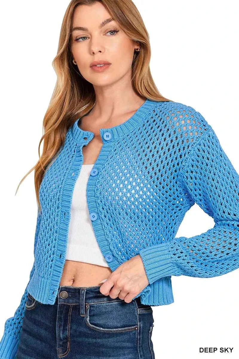 Zenana Button Down Lightweight Crochet Cardigan Sweater f11ceff297934651a5455e4b52d4a531-Max-Origin