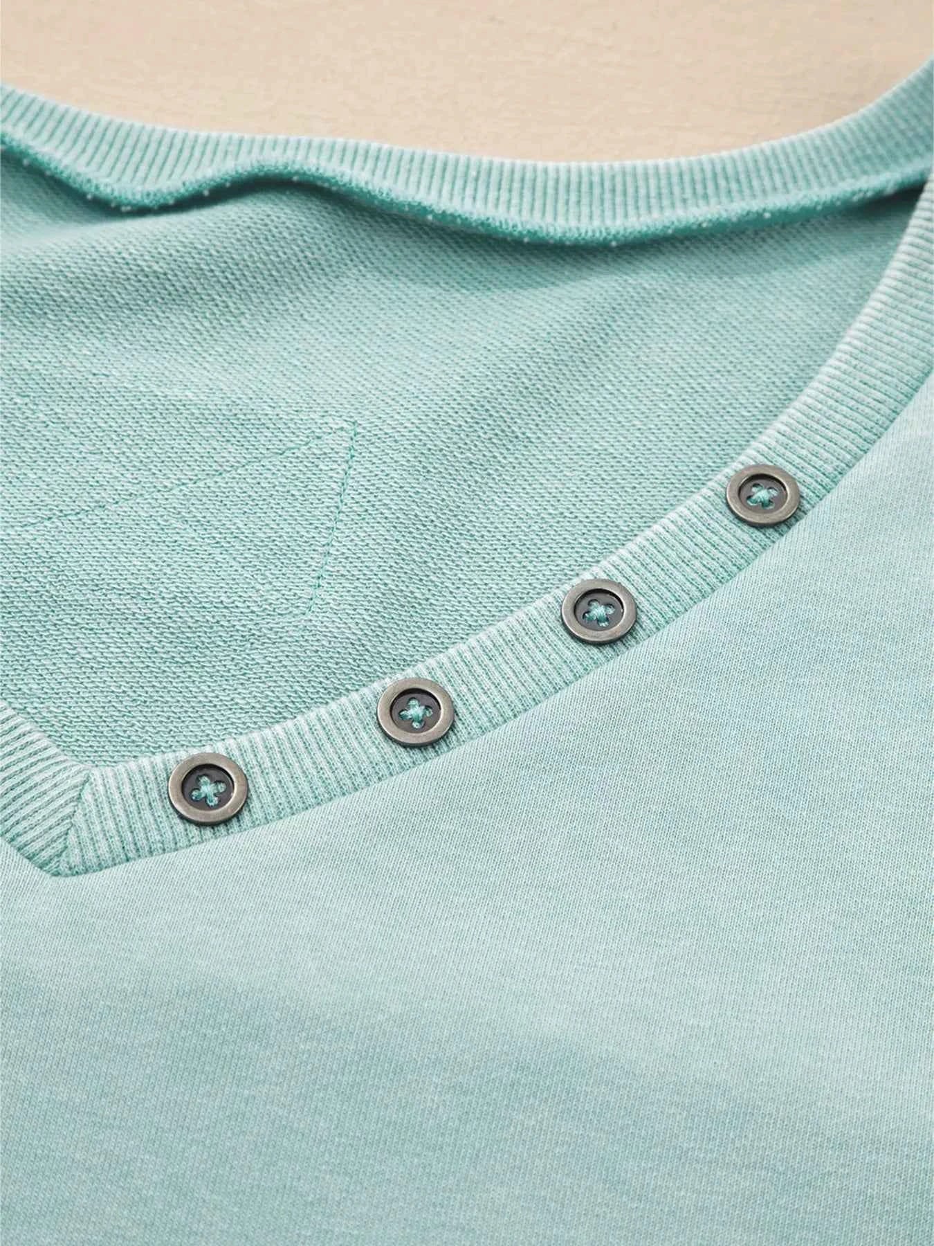 Mineral Wash Exposed Seam Buttoned V Neck Top f128f83dc12e4609a90fdda3a1429fc1-Max-Origin