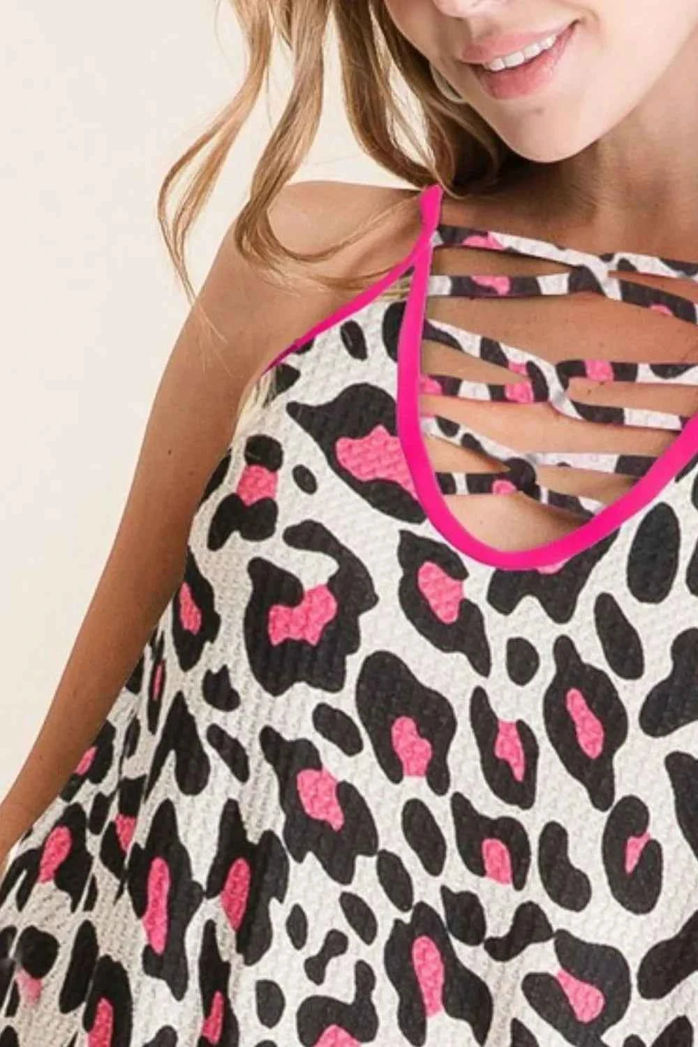 BiBi Leopard Print Caged Neck Knit Camisole f131db3e-3da4-4b2b-9894-993b85252d95-Max-Origin