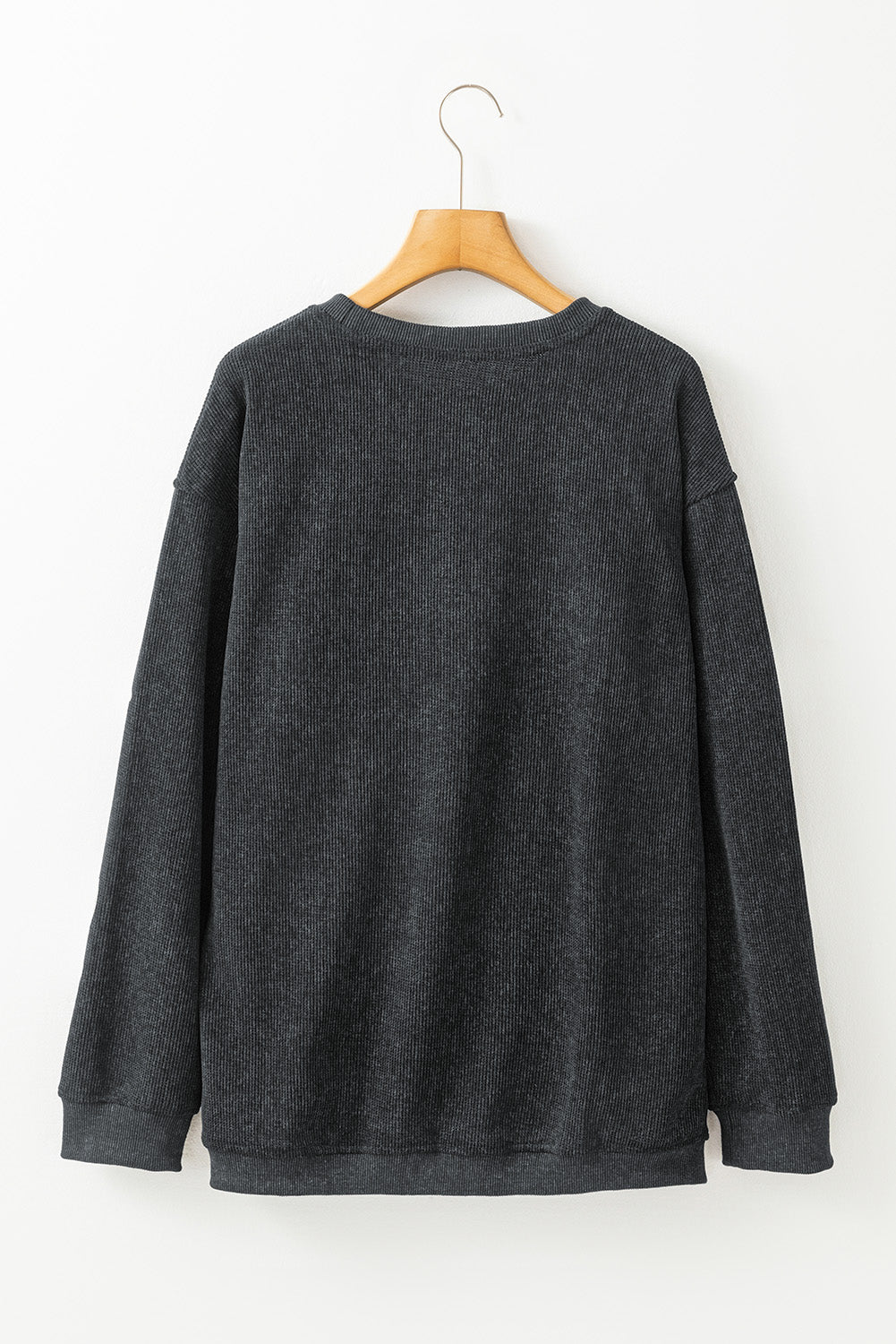 Black Halloween Ghost Corded Crew Neck Loose Sweatshirt f131dea2fa76e935