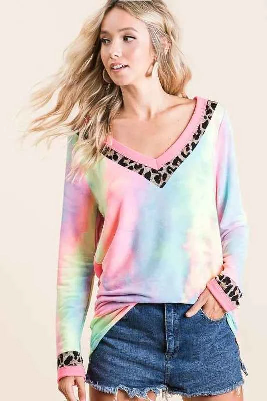 BiBi Tie Dye Terry V-Neck Top f14371fb9518491faa75fffd118e7b30-Max-Origin