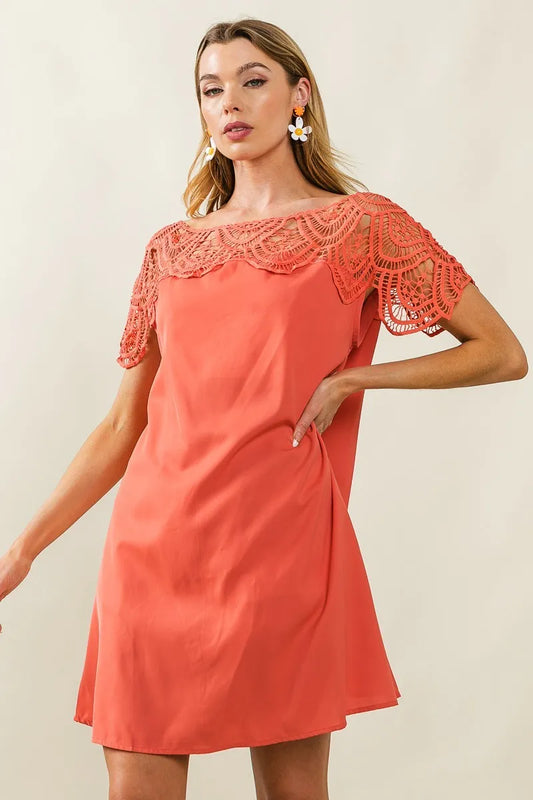 Crochet Lace Yoke Detailed Wrinkled Dress f1439e30a1fb4d818bbfab3e6f167fa8-Max-Origin