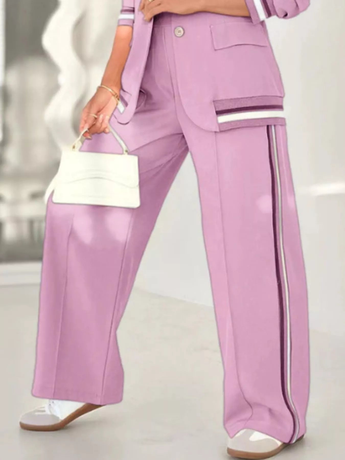 Full Size Striped Trim Button Down Jacket and Pants Set Plus Size f148ef14-cfb9-4c9f-b67f-b3f251c0c0f4-Max-Origin