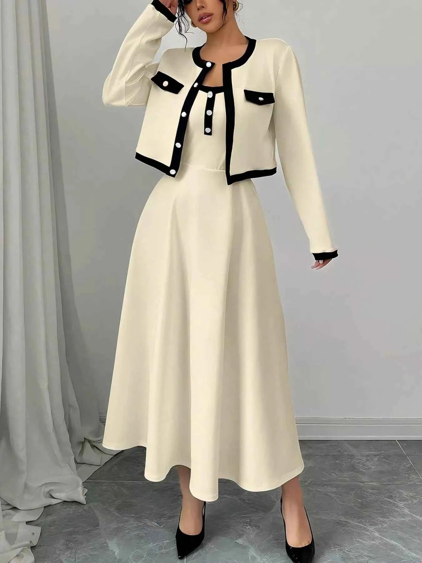 Contrast Trim Maxi Dress and Cropped Cardigan Set f157d56c-7056-4c8f-9ce1-6248b278742a-Max-Origin