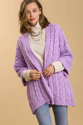 Umgee Full Size Cable Knit Open Front Long Sleeve Cardigan Lilac f1609264-ba93-4d9b-ac75-f7bdaf7095d8-Max