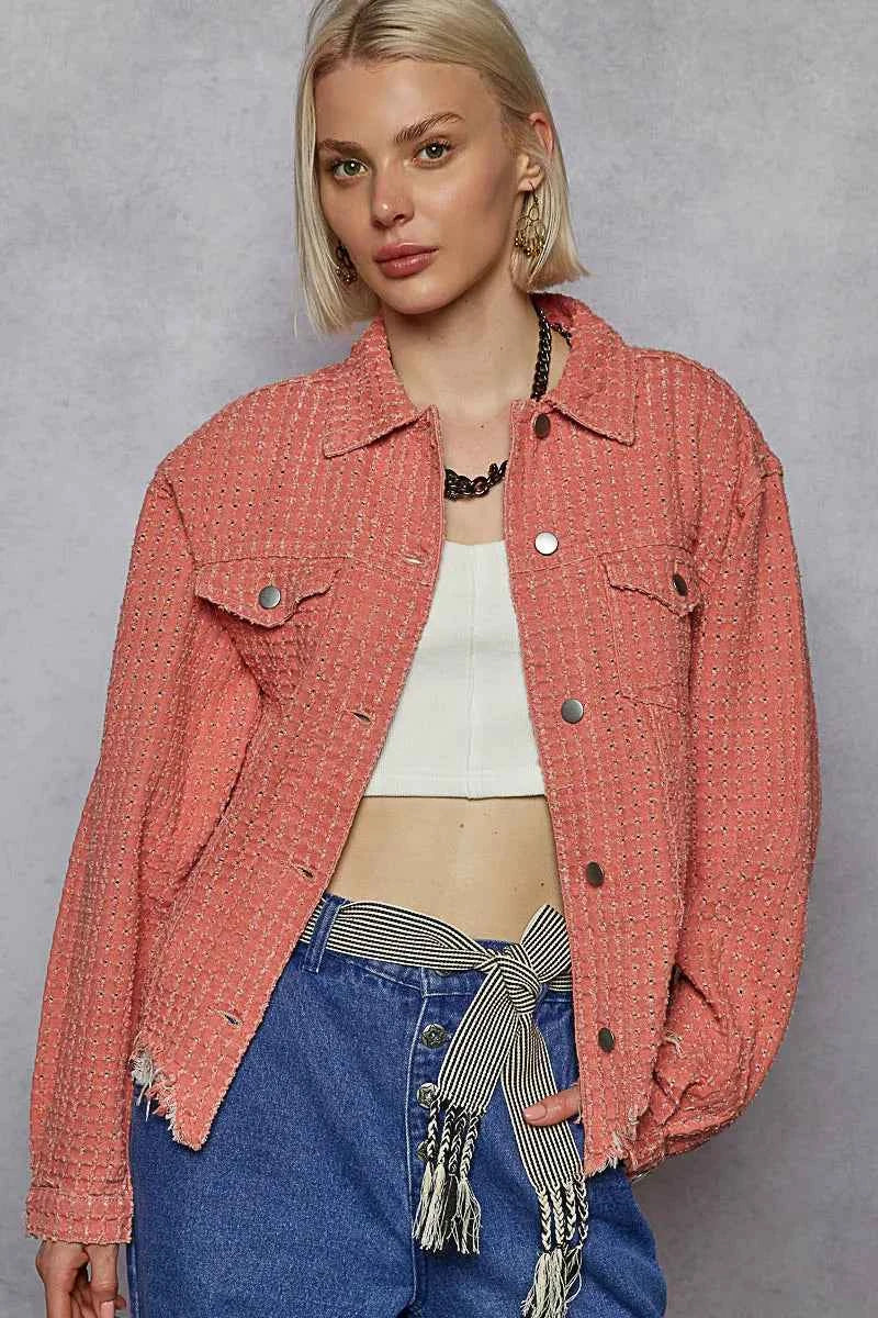 POL Raw Hem Button Up Jacket with Chest Pockets f166c319-aecf-4291-b119-eb0605363cfb-Max-Origin
