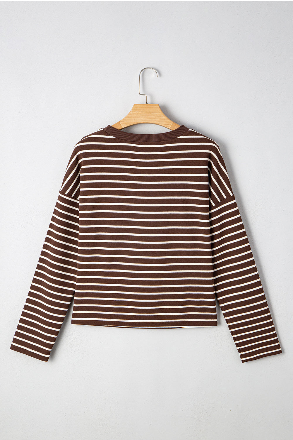 Brown Striped Textured Long Sleeve Top f169bdc80668a03f